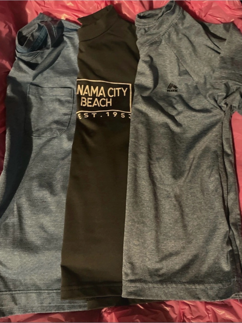 Three Casual Short-Sleeve Tees — Gray & Olive Green
